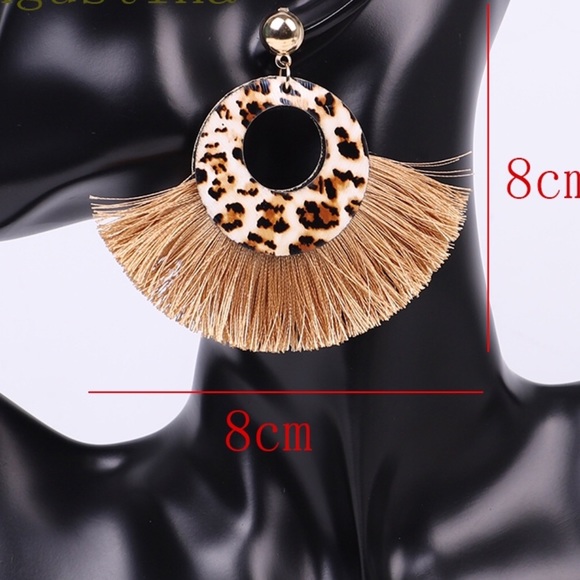 Black Silk Tassel Dangle Earrings - Picture 3 of 3